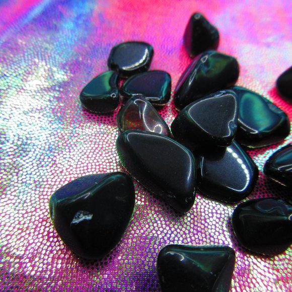 Black Obsidian Tumbled 1 Ounce Grid Set - Picture 3 of 5